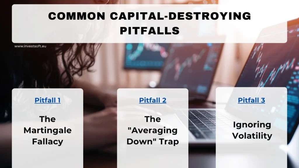 common trading risk management mistakes: martingale, averaging down, volatility stop loss