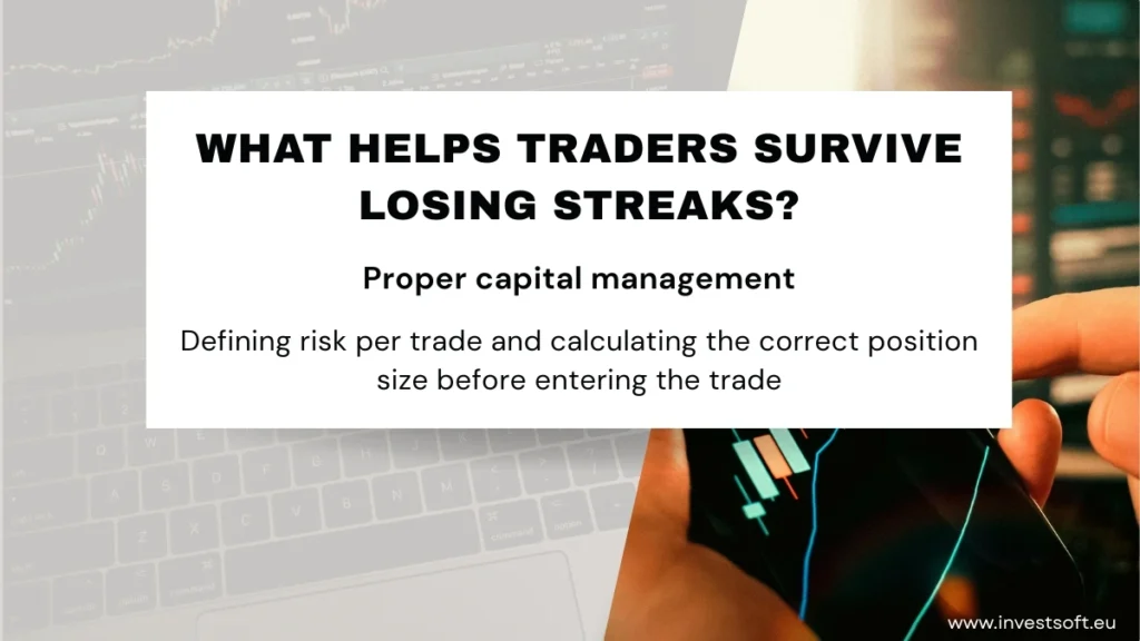 proper capital management risk per trade and position sizing to survive losing streaks
